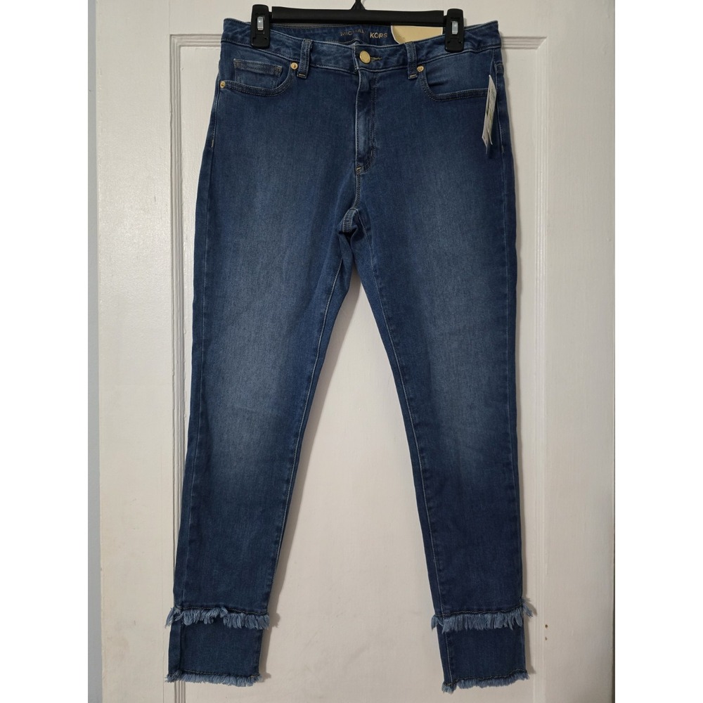 Michael Kors Womens Izzy Skinny Midrise Frayed Jean (Size 8 W31 x L28)
